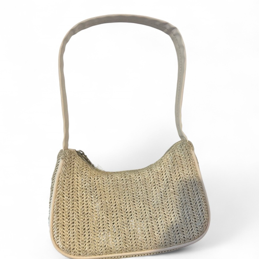 Elegant Tan Woven Shoulder Bag